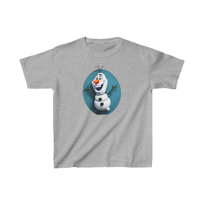 Kids Cute Frozen Olaf T-shirt Heavy Cotton Tee in grey featuring the iconic character Olaf from Frozen, perfect for stylish young fans.
