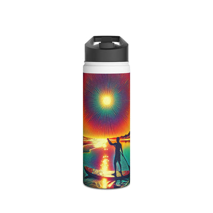 Luxury Fantasy Paddleboarding Stainless Steel Water Bottle showcasing a stunning paddleboarding scene, ideal for staying refreshed outdoors.