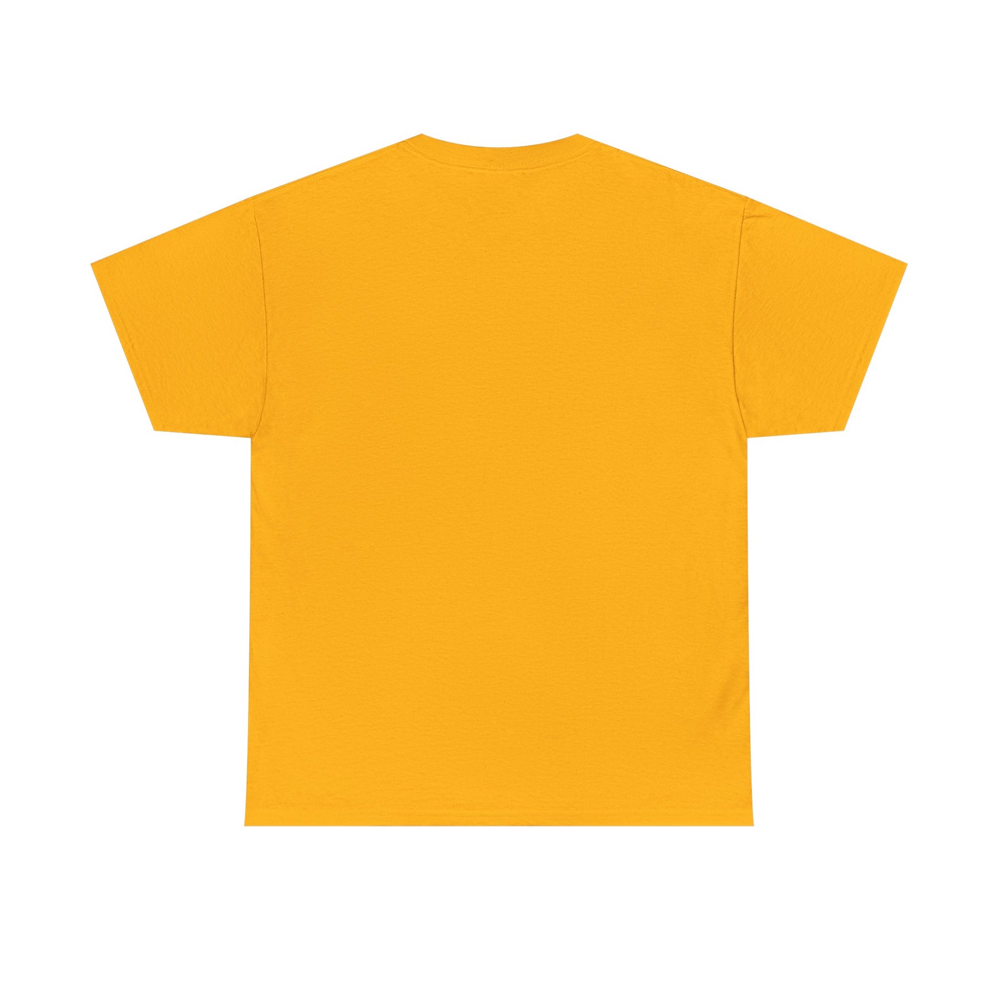 Vibrant yellow garment back of a high-quality T-shirt, designed for maximum comfort and versatility.