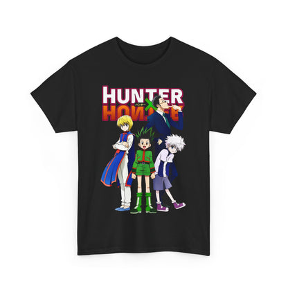 Refined Hunter x Hunter Elite T-Shirt in classic black, highlighting dynamic character artwork, a must-have for upscale anime apparel.