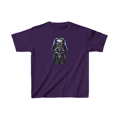 Sophisticated Kids Cute Darth Vader T-shirt in heavy cotton, showcased in a rich purple tone, designed for young connoisseurs of the Star Wars universe.