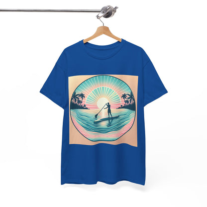 Elegant display of the Delightfull Paddle Board T-Shirt in various colours, showcasing its lightweight and breathable fabric, designed by Dazzling Dreams Studio for ultimate comfort during aquatic adventures.