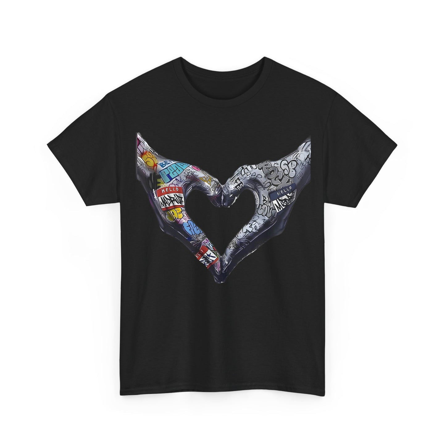 Graffiti Hands Tee, Love Graphic T-Shirt, Urban Streetwear Top, Unisex Cotton