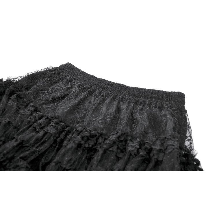 Close-up of the adjustable high elastic waistband of the Morticia Gothic Skirt, featuring a stylish drawstring for a custom fit.