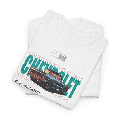 Sophisticated Chevrolet C-10 Classic T-shirt stacked neatly, displaying a rich graphic design with a tribute to the iconic pickup truck.