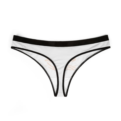 Elegant black and white thong panties featuring a sleek design, ideal for stylish lingerie collections.