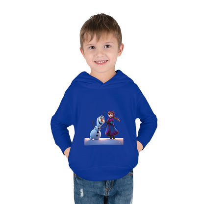 Luxury Girls Olaf Frozen Hoodie featuring a charming design with Olaf and Anna, perfect fleece sweater for ages 2 to 5 years, ideal for little Frozen fans.