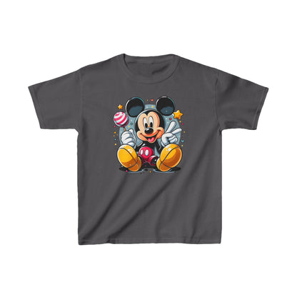 Child's Mickey Mouse Unisex Graphic Tee Shirt Kids in elegant charcoal, highlighted by a delightful Mickey Mouse illustration, perfect for stylish comfort.