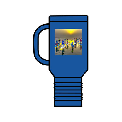 40oz Fantasy Paddleboarding Insulated Travel Mug in royal blue, combining style and functionality with delightful paddleboarding artwork.