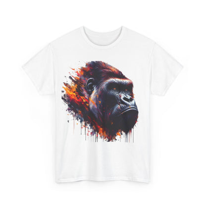 Harambe Masterpiece Graphic Unisex T-Shirt – Artistic Tribute with Vibrant Watercolor Design, featuring a captivating image of Harambe on a white t-shirt, embodying artistry and elegance.