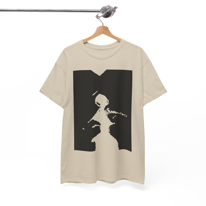 Sophisticated unisex graphic t-shirt elegantly displayed on a hanger, highlighting a unique abstract illustration that embodies connection and chemistry.