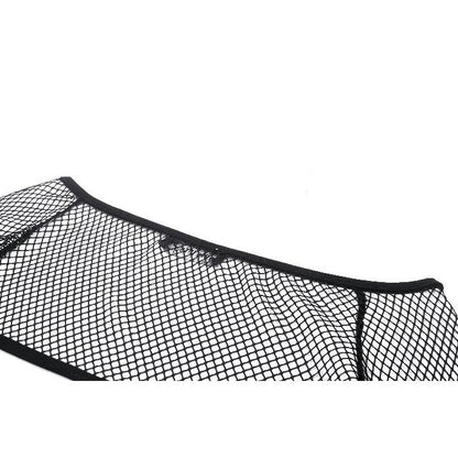 Close-up View of Oriana Fishnet Sleeves showcasing intricate decorative straps and edgy design by Dark in Love