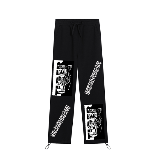 Luxurious unisex essential drawstring straight-leg sweatpants in a cotton blend, showcasing a loose fit, perfect for casual and sporty wear, available in sizes S to 3XL.