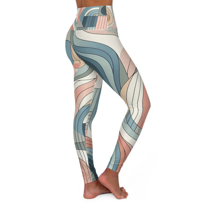 Chic and versatile Sweat Symphony leggings by Dazzling Dreams Studio, perfect for transitioning from gym to leisure with stylish geometric designs and a soothing colour palette.