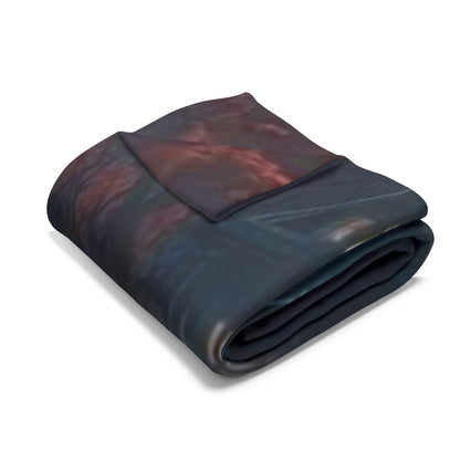 Folded Decorative and Warm Halloween Spooky Arctic Fleece Blanket, highlighting the beautiful ghost-themed print, ideal for cozying up during the Halloween season.