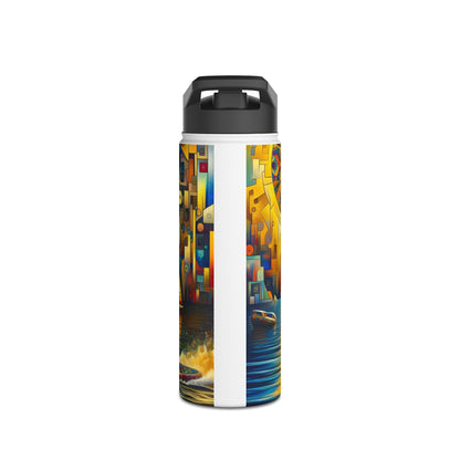 Fantasy Paddleboarding Stainless Steel Water Bottle adorned with a striking visual of a paddleboarder, blending functionality and elegance for the modern adventurer.