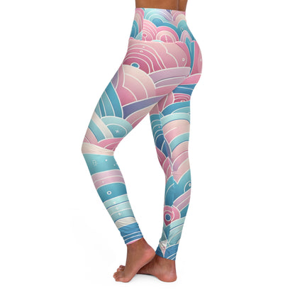 Luxurious Marcella Kensington High-Waisted Pastel Gradient Yoga Leggings by Dazzling Dreams Studio showcasing vibrant pastel pink, blue, and purple gradient, perfect for stylish workouts.