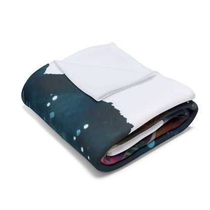 Premium Arctic fleece blanket elegantly folded, showcasing a striking Halloween-themed design ideal for stylish autumn decor.