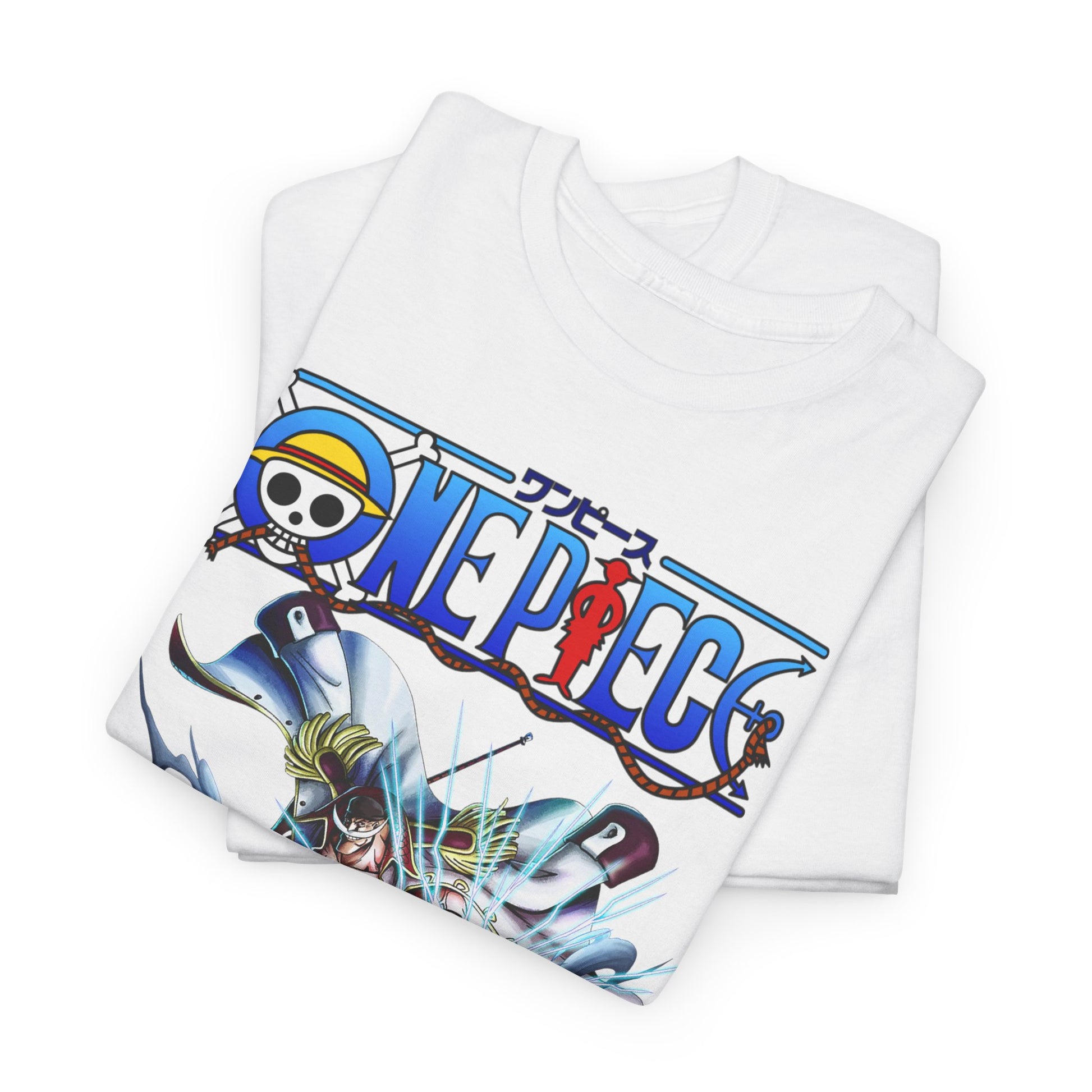 Luxury One Piece graphic t-shirt featuring Edward Newgate design, elegantly folded for a sophisticated presentation.