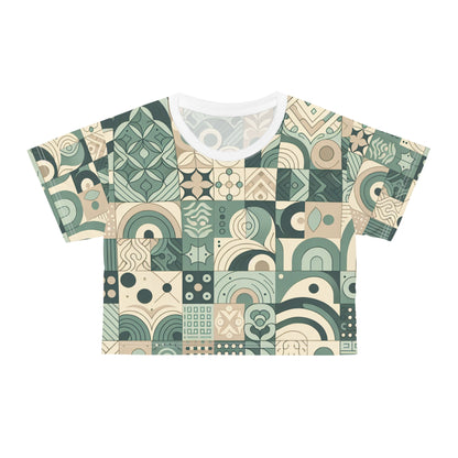 Aurelia Starling Contemporary Block Print T-Shirt in pastel green by Dazzling Dreams Studio, featuring elegant organic shapes and a stylish design ideal for eco-conscious fashion enthusiasts.