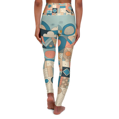 High-waisted Pastel Geometric Leggings from Dazzling Dreams Studio, featuring breathable fabric and superior comfort for an elevated activewear experience.