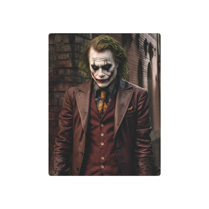 Stunning Joker Metal Art Poster, depicting the infamous villain from The Dark Knight, expertly printed on matte aluminium for a striking and luxurious wall accent.