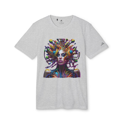 Adidas Unisex Halloween Lady of Pop T-shirt in grey featuring a vibrant graphic design that celebrates pop royalty, perfect for stylish Halloween gatherings.