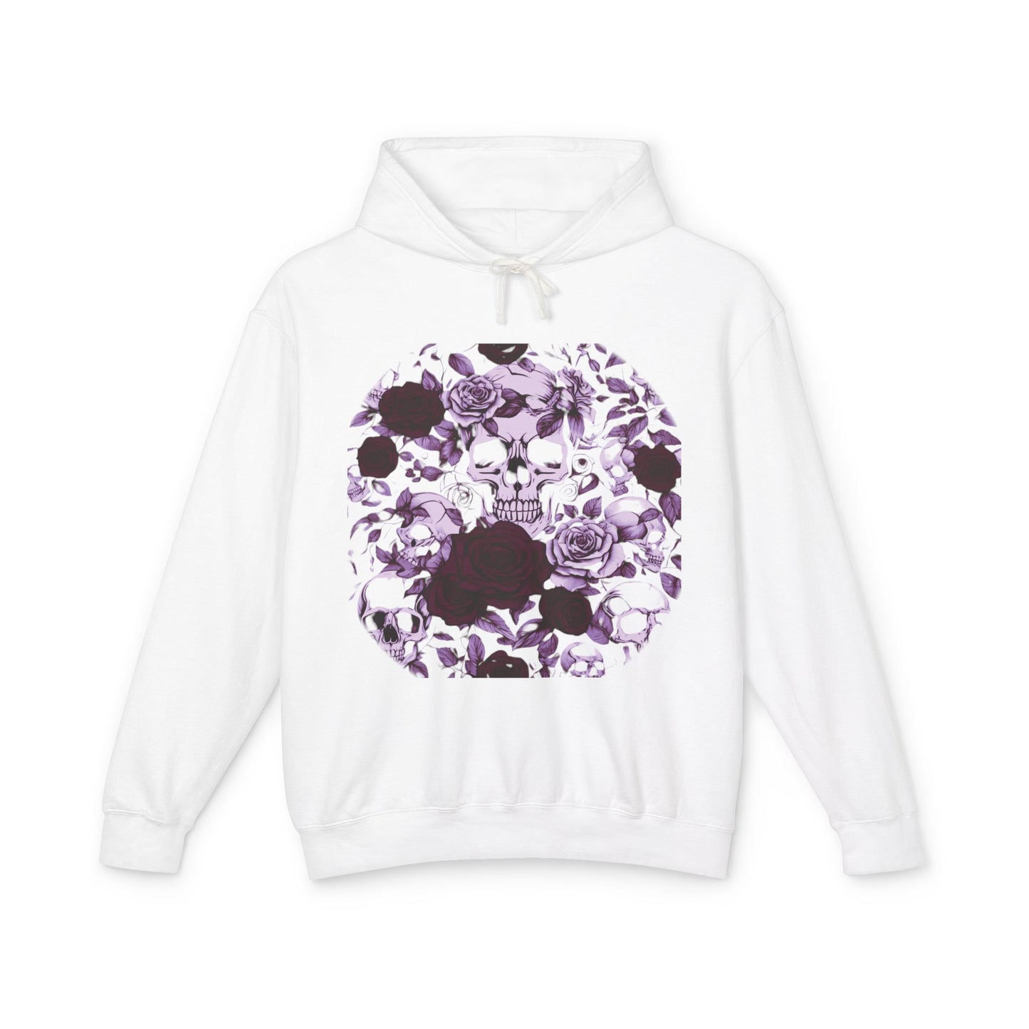 Unisex Lightweight Hooded Sweatshirt unique designer skull and roses