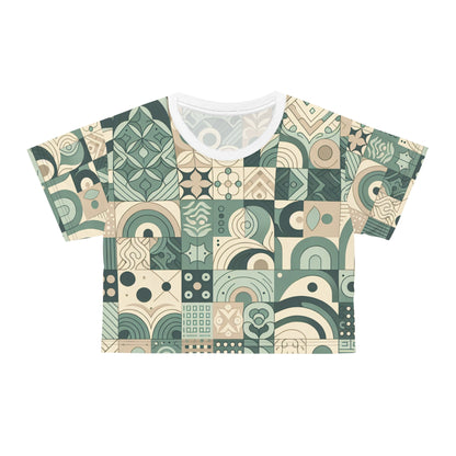 Fashionable display of the Aurelia Starling T-Shirt with on-trend block prints and organic shapes by Dazzling Dreams Studio.