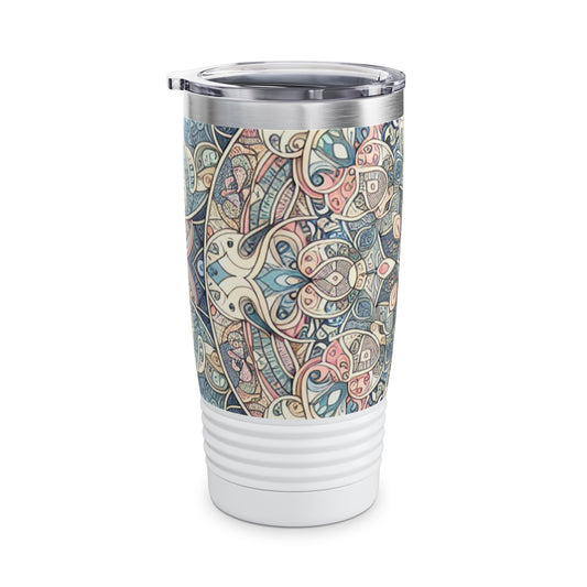 Durable double-wall stainless steel construction of the Pastel Prism Strokes 20oz Insulated Tumbler designed for superior insulation.