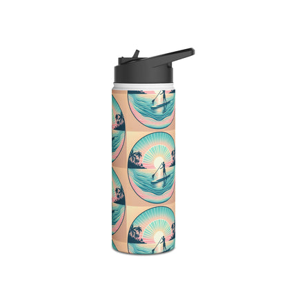 Stylish Fantasy Paddleboarding Stainless Steel Water Bottle showcasing a chic paddleboarding graphic, ideal for fashionable hydration on the go.