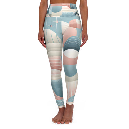 Luxurious FlexFit Revolution Pastel Geometric Leggings by Dazzling Dreams Studio featuring a modern geometric pattern in soft pastel colours, ideal for a sophisticated wardrobe.