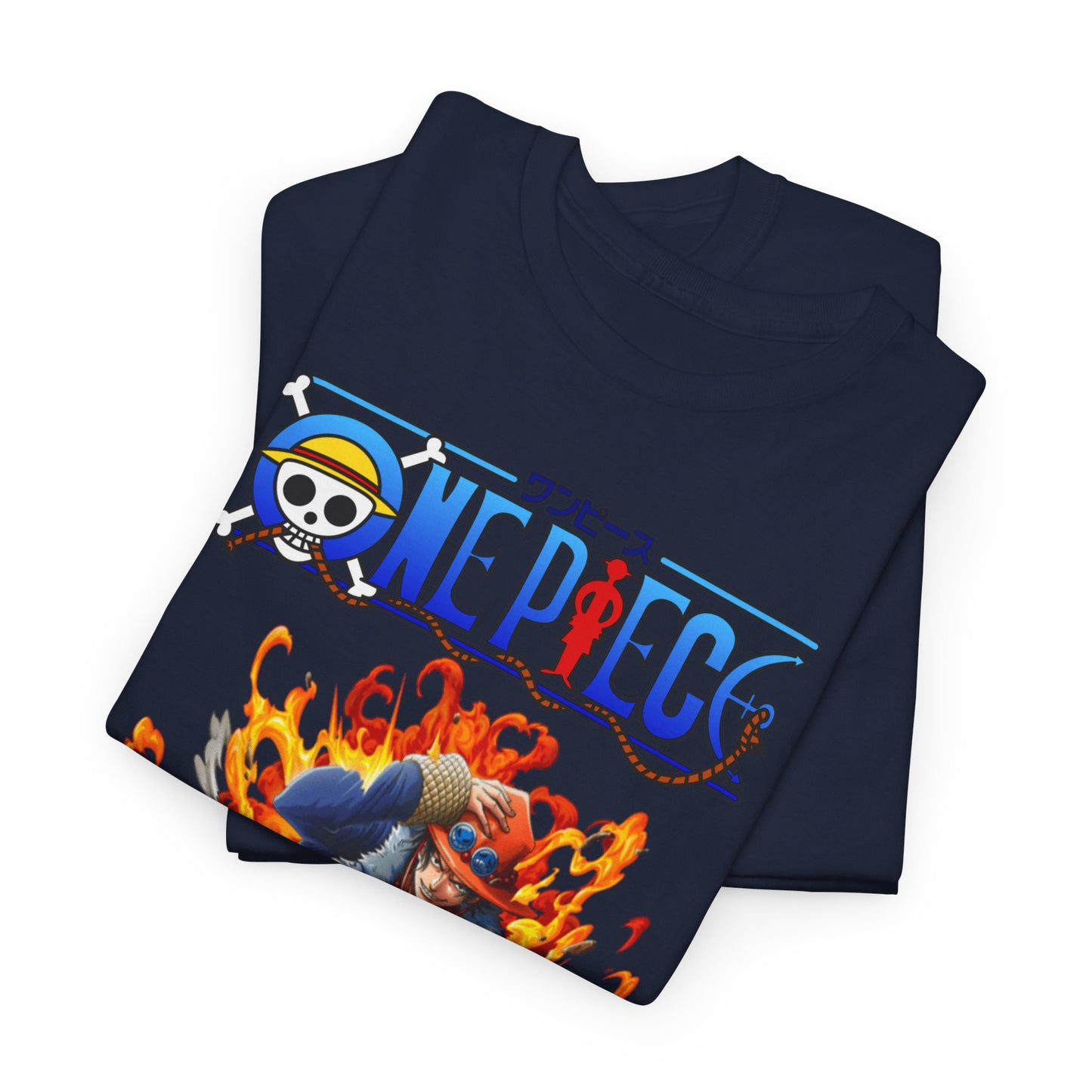 Two luxurious navy Epic Ace Men’s T-Shirts skillfully folded, showcasing the exquisite design and soft fabric, ideal for casual yet elegant wardrobe choices.