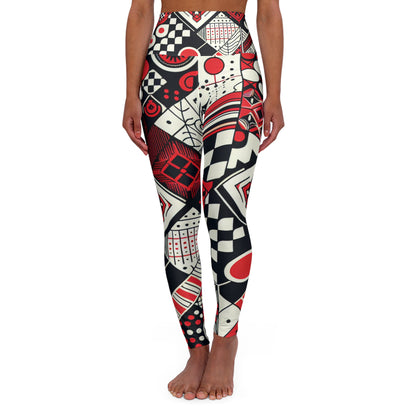 Dazzling Dreams Studio's Ultra-Modern Red Leggings featuring a chic checkerboard design, perfect for gym and casual wear.