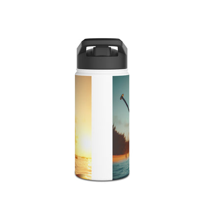 Chic Fantasy Paddleboarding Stainless Steel Water Bottle with a modern design, capturing the essence of adventure in a serene water setting.