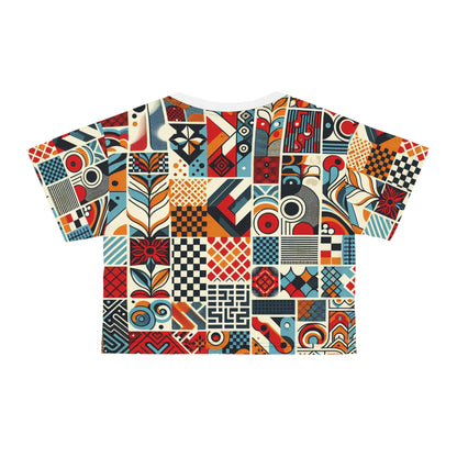 Model wearing the Elara Stirling Crop Top by Dazzling Dreams Studio, styled with high-waisted jeans, highlighting its versatile fashion appeal and vibrant red colour.