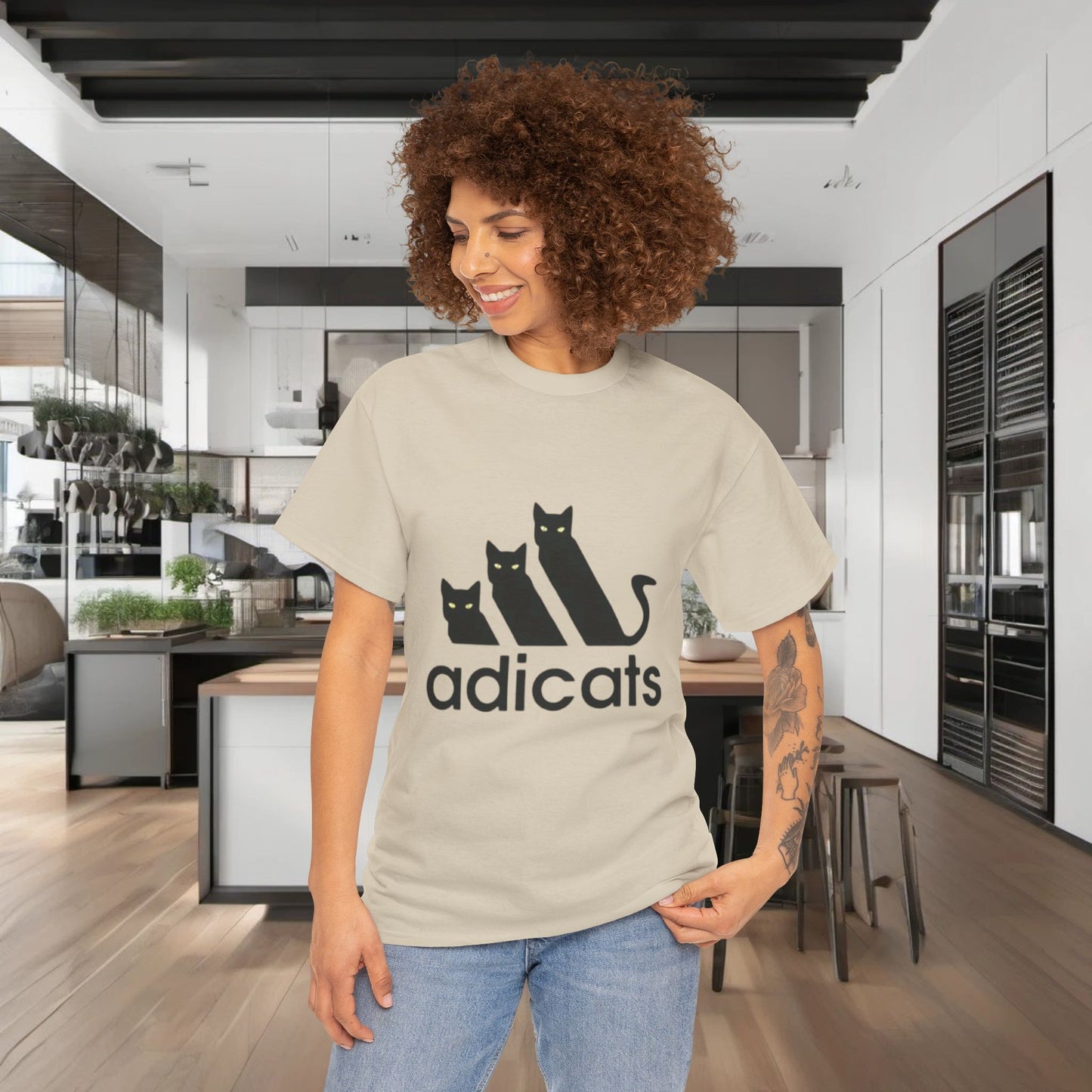 Adicats Logo Graphic T-Shirt Urban Streetwear Unisex Cotton