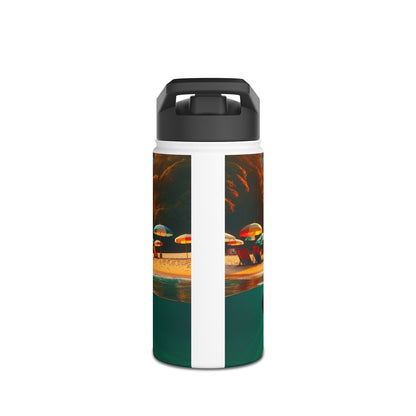 Fantasy Paddleboarding Stainless Steel Water Bottle with a chic design showcasing colourful beach accessories and umbrellas, ideal for stylish hydration on your outdoor excursions.