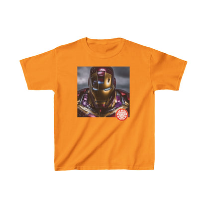 Kids Heavy Cotton Iron Man T-Shirt showcasing a stunning Hulk graphic, presented in a lively orange shade, ideal for stylish little ones.