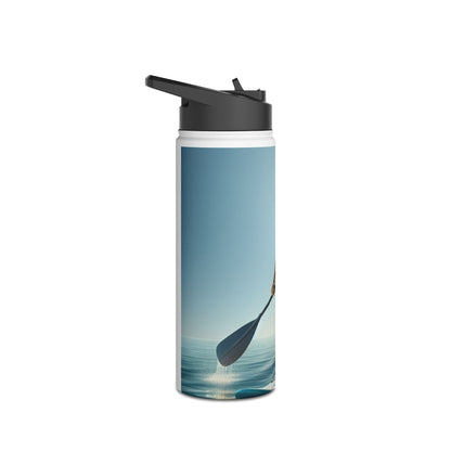 Fantasy Paddleboarding Stainless Steel Water Bottle featuring a beautifully designed graphic of a paddle gliding in tranquil waters, ideal for luxury outdoor hydration.