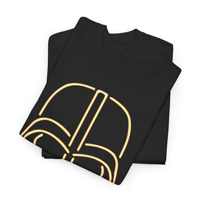 Stylish Star Wars Neon Darth t-shirt folded neatly, displaying the iconic Darth Vader design in a classy neon outline, ideal for fashion-forward fans.