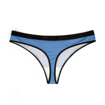 Sleek blue thong panties with a stylish cut, showcasing the playful 'HORNY' design. Ideal for a sophisticated yet cheeky lingerie look.