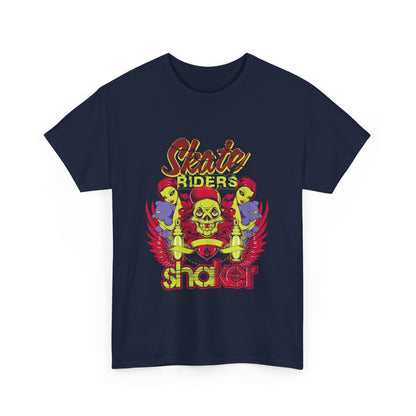 Men's Skull Cap Graphic T-Shirt with Colorful Floral and Punk - Skate Riders combining artistry with fashion in a standout piece for every rebel soul.