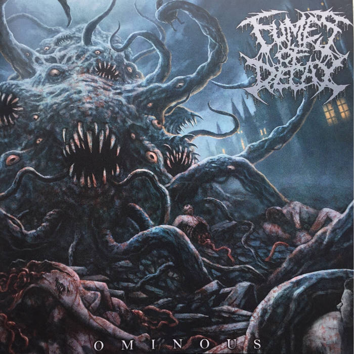 Fumes of Decay - Ominous album cover by Rancid Offal Records, showcasing a dark and atmospheric design, embodying the essence of death metal music.