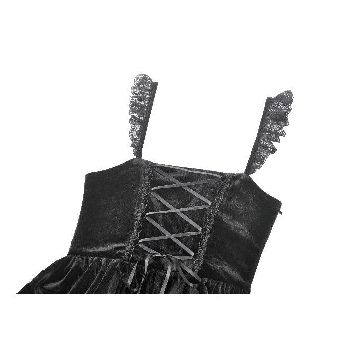 Flowing tiered skirt of the Dark in Love Nocturne velvet dress, highlighting the graceful volume and luxurious fabric ideal for soirées.