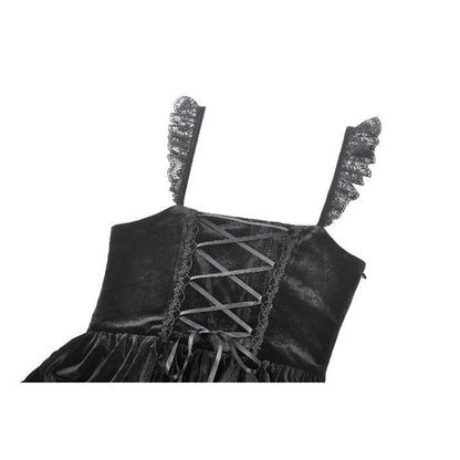 Flowing tiered skirt of the Dark in Love Nocturne velvet dress, highlighting the graceful volume and luxurious fabric ideal for soirées.