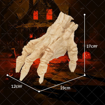 Life-size Halloween Electric Luminous Crawling Hand Decoration by Dazzling Dreams Studio, showcasing detailed texture and dimensions against a haunting backdrop, ideal for festive decorations.