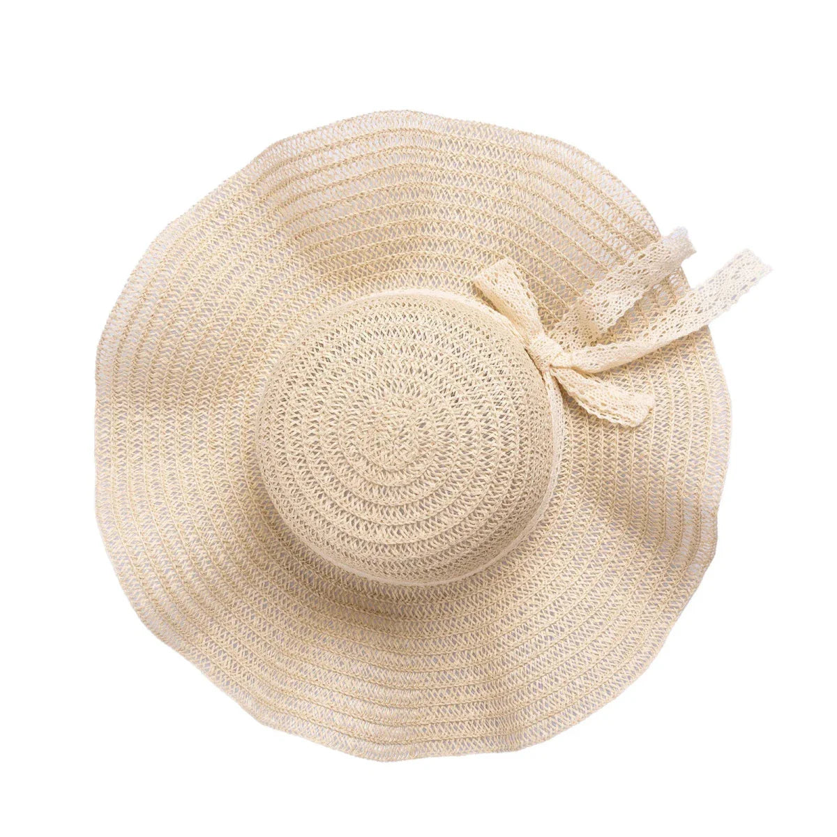 HelloBaby Mom Straw Ribbon Hat - Ecru