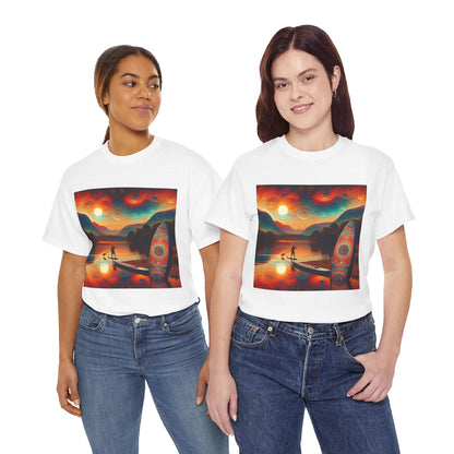 Comfortable and stylish Premium Paddleboarding Scene T-Shirt from Dazzling Dreams Studio, designed for outdoor adventures.