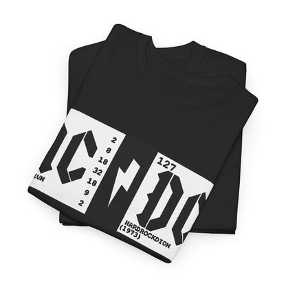 Elements AC DC Graphic T-Shirt Urban Unisex Cotton Tee, elegantly stacked showcasing the AC/DC graphic, perfect for stylish comfort in music-themed fashion.